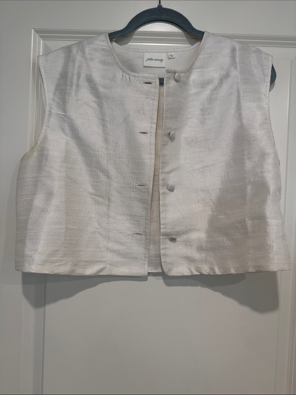 Julia Amory Ivory Dupioni Sleeveless Top